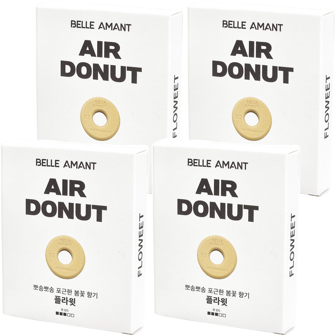 벨르아망 에어도넛 차량용 방향제 리필, 4개, 플라윗