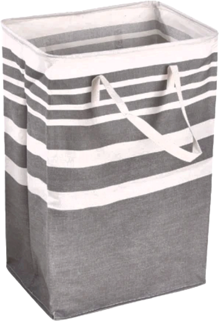 Craftsman In Storage 收納職人 日式簡約經典條紋大容量可折疊衣物收納籃 395g, 灰白條紋, 1個