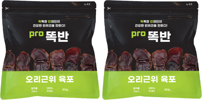 똑반 강아지 간식, 오리근위 육포, 150g, 2개