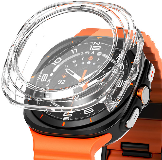 누아트 갤럭시워치 하드 케이스 풀커버 액정보호 강화유리 47mm 1개입, 투명, 1개