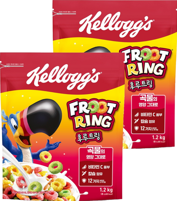Kellogg's 家樂氏 FROOT RING 香果圈 香果圈麥片, 1.2kg, 2包