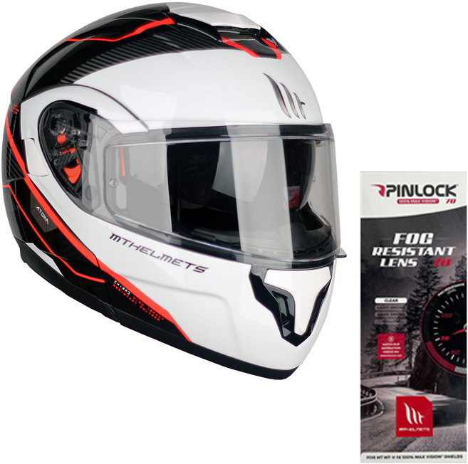 엠티헬멧 아톰 SV 오토바이 헬멧 + 핀락 필름 세트, 오픈드 B5 펄 플루어 레드