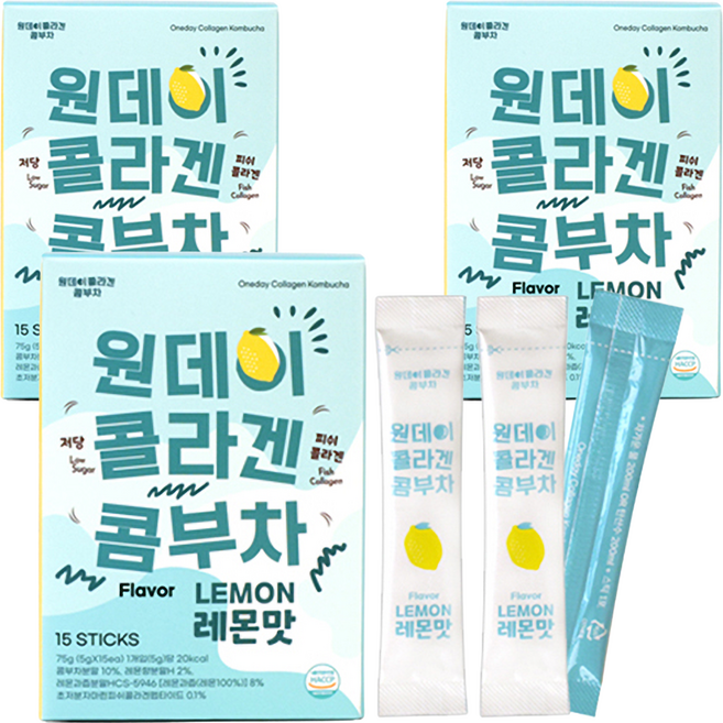 웰니스 원데이 콜라겐 콤부차 레몬, 5g, 3개, 15개입