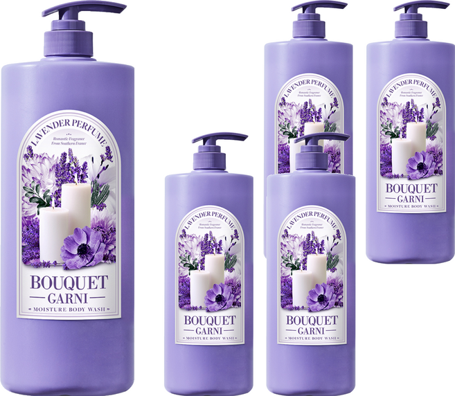 부케가르니 모이스처 바디워시 라벤더퍼퓸, 1.5L, 5개