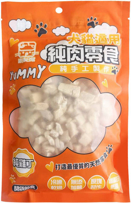 咕沛日常 寵物純肉零食 雞肉凍乾, 1個, 純雞丁, 100g