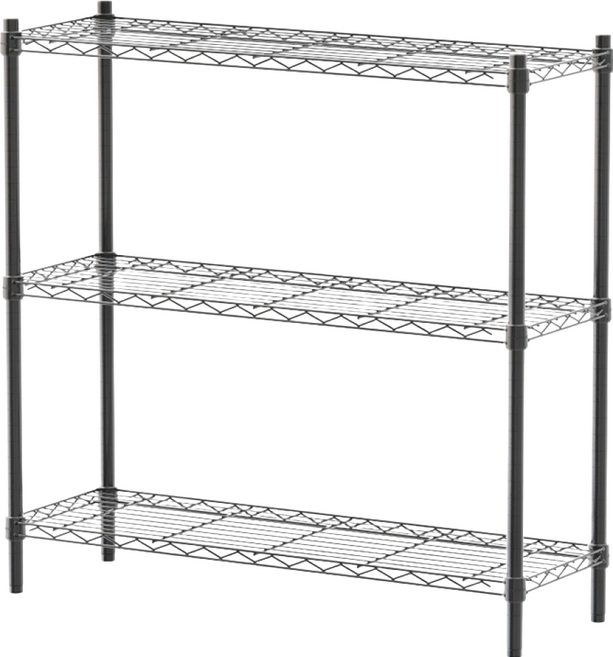 dayneeds 日需百備 輕型烤漆三層架 鐵架 收納 櫃子 電器櫃 層架, 黑色, 3層