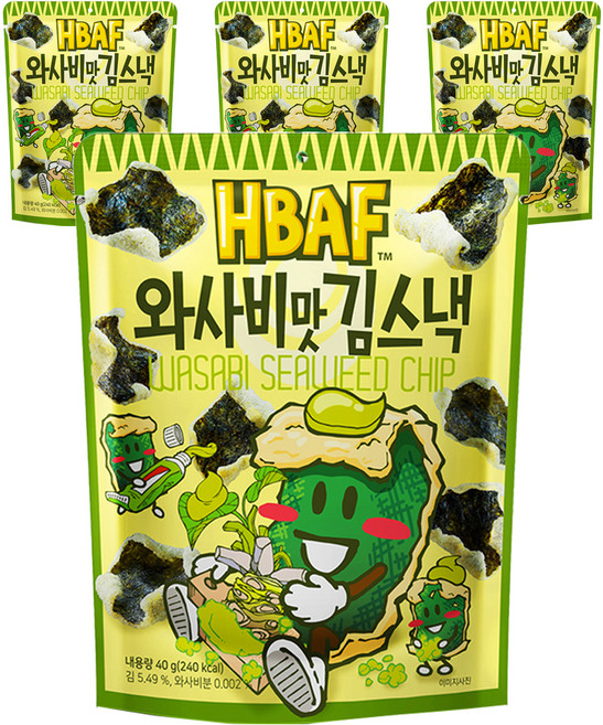 바프 와사비맛 김스낵, 40g, 4개