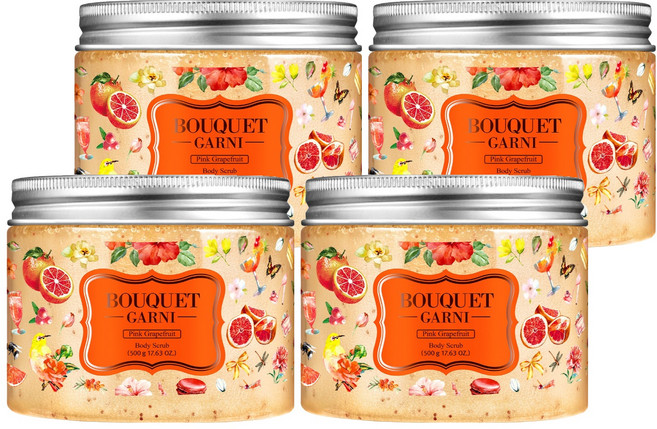 부케가르니 슈가 바디스크럽 핑크자몽, 500g, 4개