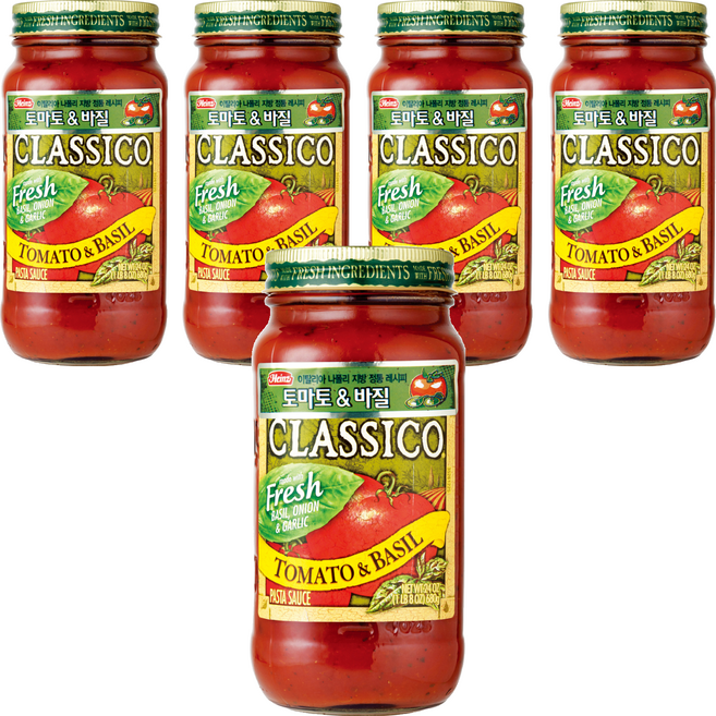 하인즈 클래시코 토마토&바질 파스타 소스, 680g, 5개