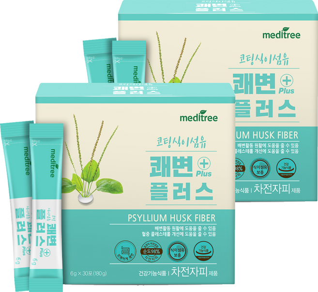 메디트리 코팅 식이섬유 쾌변 플러스, 180g, 2개
