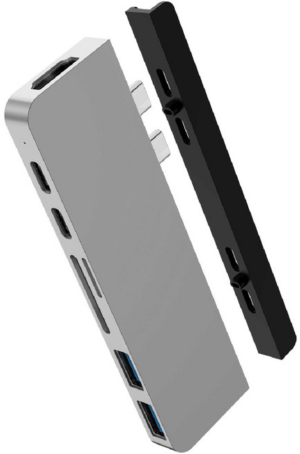 하이퍼 드라이버 듀오 허브 USB C 타입 7in2 도킹 스테이션 HD28C-SI, 실버, 1개