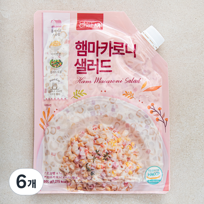 쉐프엠 햄마카로니 샐러드, 500g, 6개