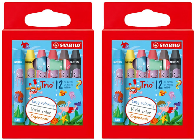 STABILO 思筆樂 三角油性粉蠟筆, 12色, 2盒