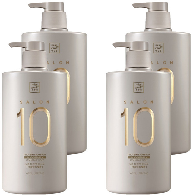 미쟝센 살롱 10 단백질 샴푸 극손상 모발용, 990ml, 4개
