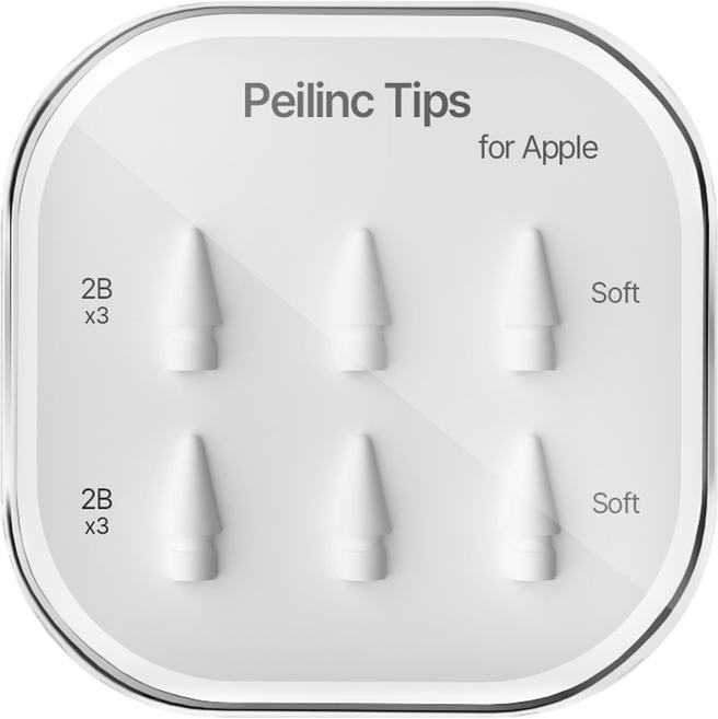 Peilinc 애플펜슬 1 / 2 / 3 세대 호환 펜촉 2B 6p, 화이트, 1개