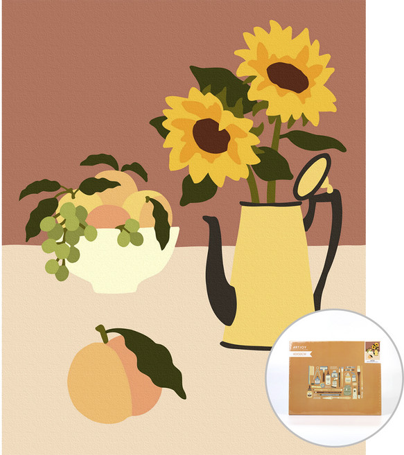 아트조이 DIY 명화그리기 복이 넘치는 복숭아와 해바라기 40 x 50 cm, 혼합색상, 1개
