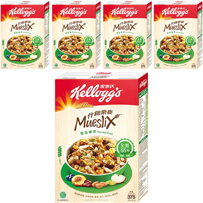Kellogg's 家樂氏 Mueslix 什錦果麥 豐富纖果, 375g, 5盒