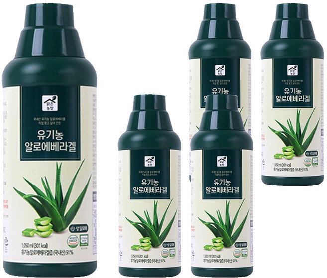 맑은농장 유기농 알로에베라 겔, 1.05L, 5개