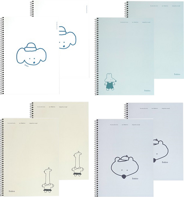 뭉구 보바 모노 스프링 연습장 4종 세트, WHITE, BROWN, OLIVE, GRAY, 2세트