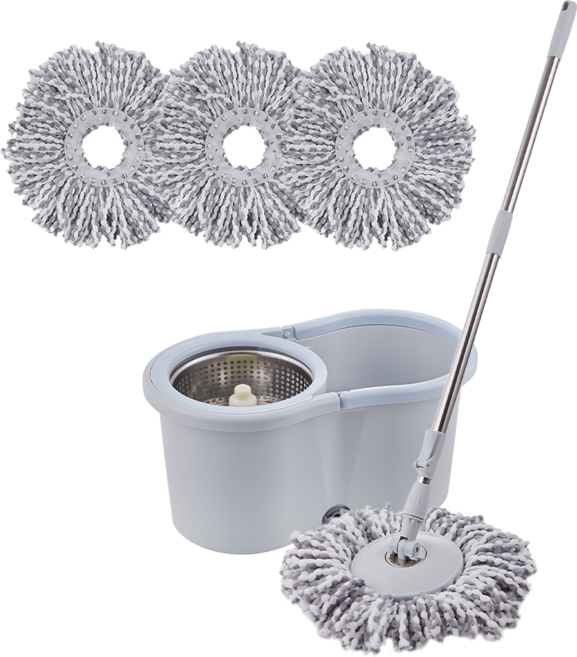 코멧 물걸레 청소기 세척 탈수통 + 밀대봉 + 극세사 걸레 4개입, 1세트