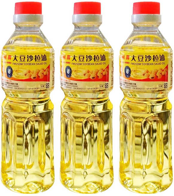 福壽實業 大豆沙拉油 黃豆萃取精煉 油質穩定, 600ml, 3瓶