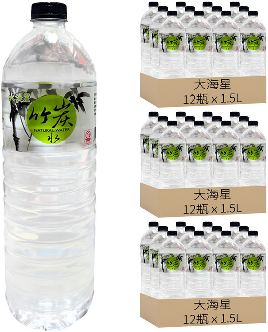 金蜜蜂 大海星竹炭水, 1.5L, 36瓶