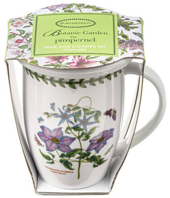 포트메리온 보타닉가든 머그컵 + 코스터 뚜껑, 클래마티스, 1세트