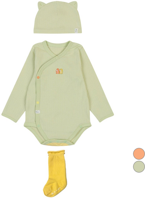 에뜨와 신생아용 미뉴 배내수트 + 모자 + 양말 선물포장 세트 + 쇼핑백