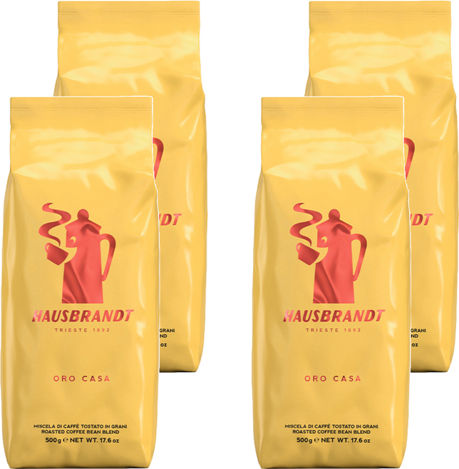 HAUSBRANDT 金牌咖啡豆 ORO CASA 500g, 咖啡豆(無研磨), 4包