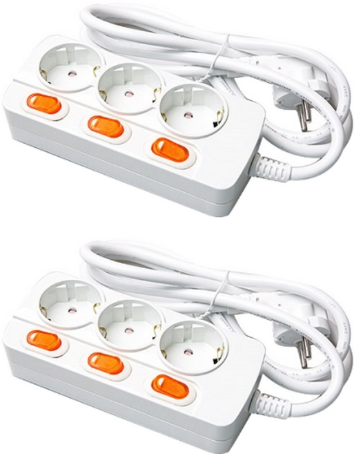 메이프 세이프 홈 개별 스위치형 멀티탭 3구, 4.5m, 혼합색상, 2개