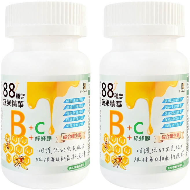 BioBank 大金宏醫 88種蔬果B群 + C + 綠蜂膠, 30顆, 15g, 2罐