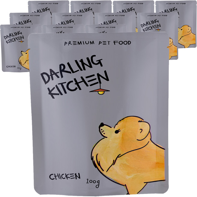 달링키친 전연령 강아지 자연화식 사료, 닭, 400g, 3세트