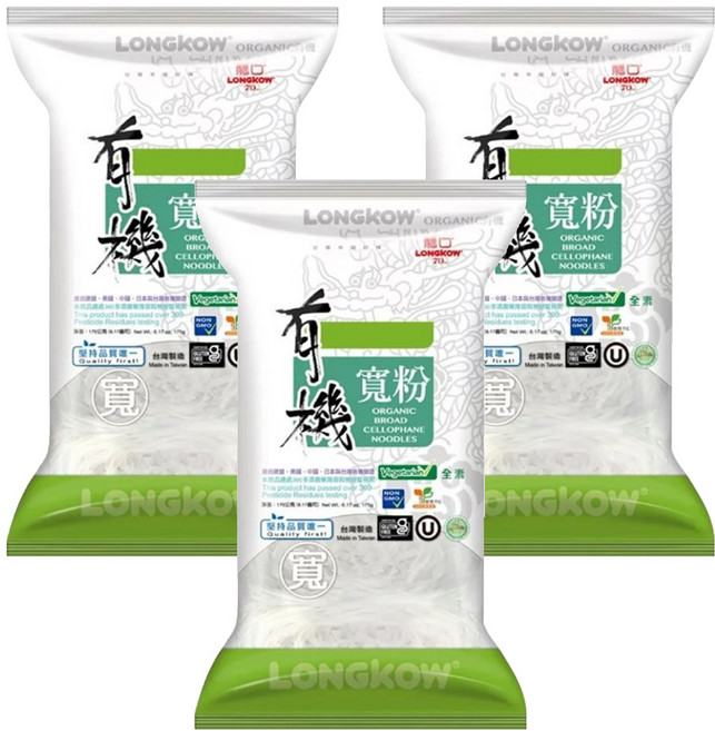 龍口 有機寬粉五把, 175g, 3包