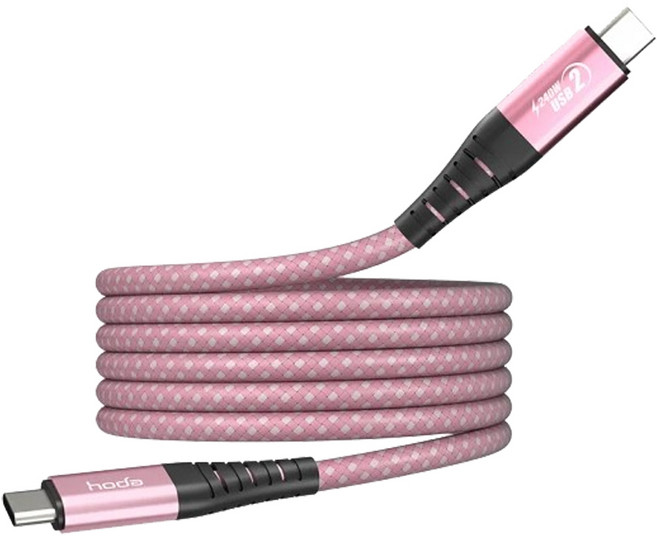 HODA 好貼 W3 USB-C to USB-C 磁吸收納編織快充線, 1.2m, 粉色, 1條