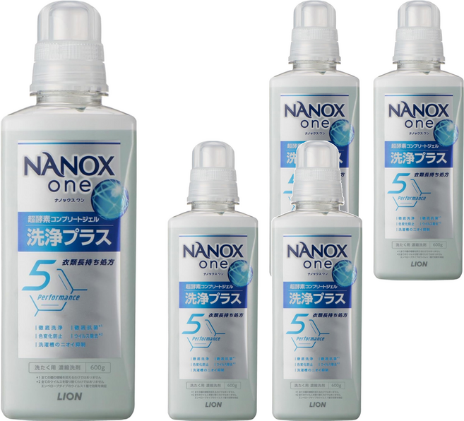 LION 獅王 NANOX one Plus 酵素濃縮洗衣精, 600g, 5個
