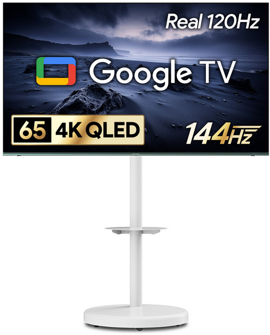 더함 4K UHD QLED 144Hz 돌비 AI 구글 3.0 게이밍프로 스마트 TV + 삼탠바이미 세트, 165cm(65인치), UA651QLED SMART CINEMA144 24C1(TV), MS64-241L-W(삼탠바이미), 스탠드형, 방문설치