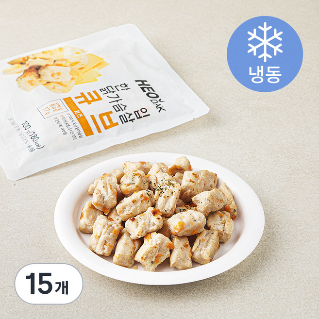 허닭 한입 닭가슴살 큐브 치즈 (냉동), 100g, 15개
