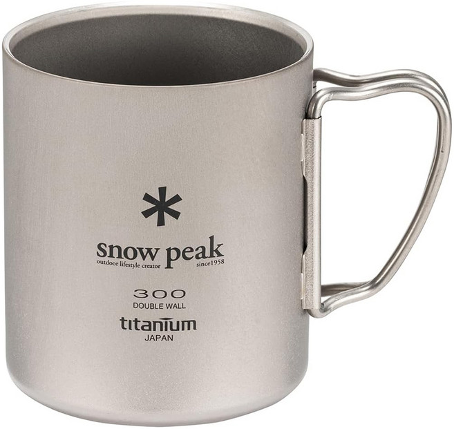 snow peak 雪諾必克 SP鈦金屬雙層杯300折疊把 84g, 銀色, 1個