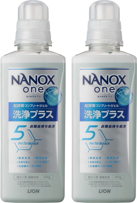 LION 獅王 NANOX one Plus 酵素濃縮洗衣精, 600g, 2個