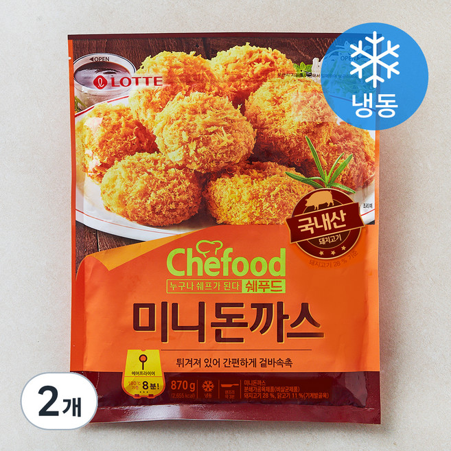 쉐푸드 미니돈까스 (냉동), 870g, 2개