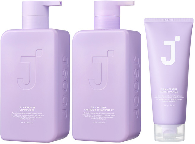 제이숲 실크 케라틴 샴푸 2X 500ml + 헤어팩 트리트먼트 2X 500ml + 워터팩 2X 200g 세트, 1개