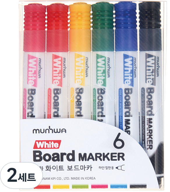 문화연필 화이트 보드마카 세트, 6색, 2세트