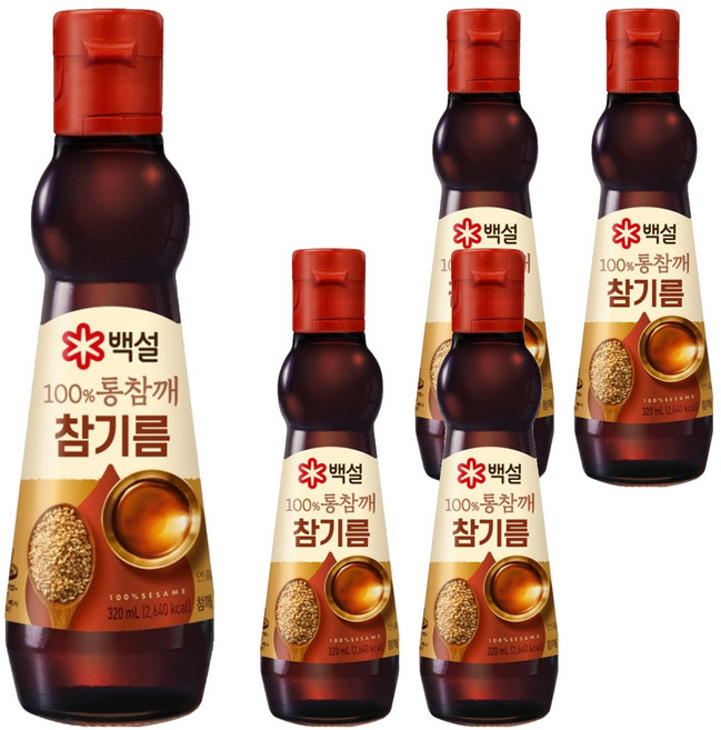 백설 100% 통참깨 참기름, 320ml, 5개