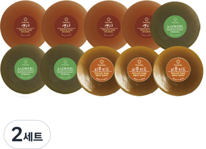 프로버블리 프리미엄 중성비누 10p 세트 1100g 영지 4p + 노니 3p + 편백 3p, 2세트