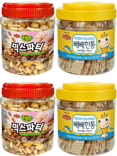 머거본 믹스파티 혼합견과 800g + 빼빼한통 오리지널 어포스낵 120g 세트, 2세트