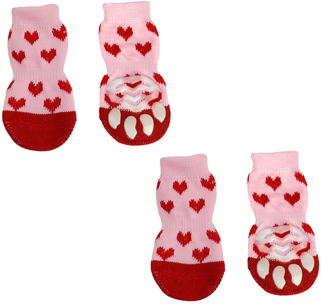 알럽펫 반려동물 미끄럼 방지 양말, 핑크, 1개