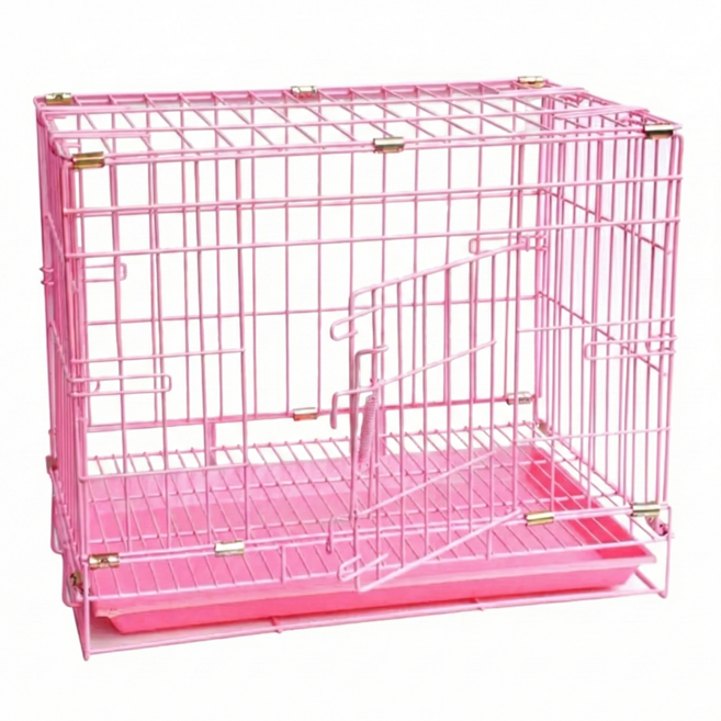 靜電烤漆折疊雙門籠, 粉色, 1個