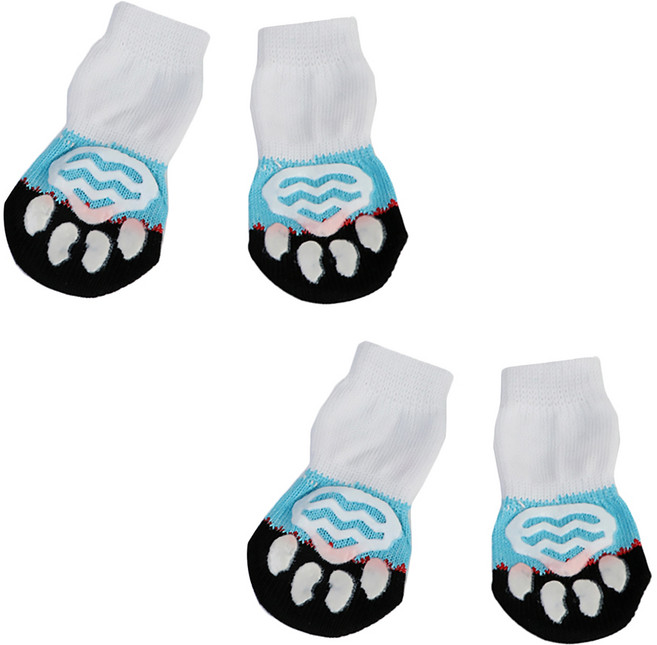 알럽펫 반려동물 미끄럼 방지 양말, 블루 + 화이트, 1개