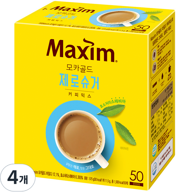 맥심 모카골드 제로슈거 커피믹스, 11.5g, 50개입, 4개