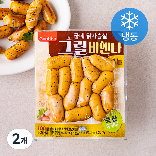 굽네 닭가슴살 그릴 비엔나 마늘 (냉동), 100g, 2개